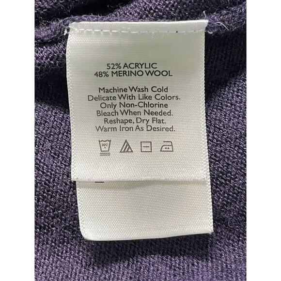 Women’s Merino Wool Blend Open Front Cardigan Sweater Purple Sz M - Picture 7 of 7